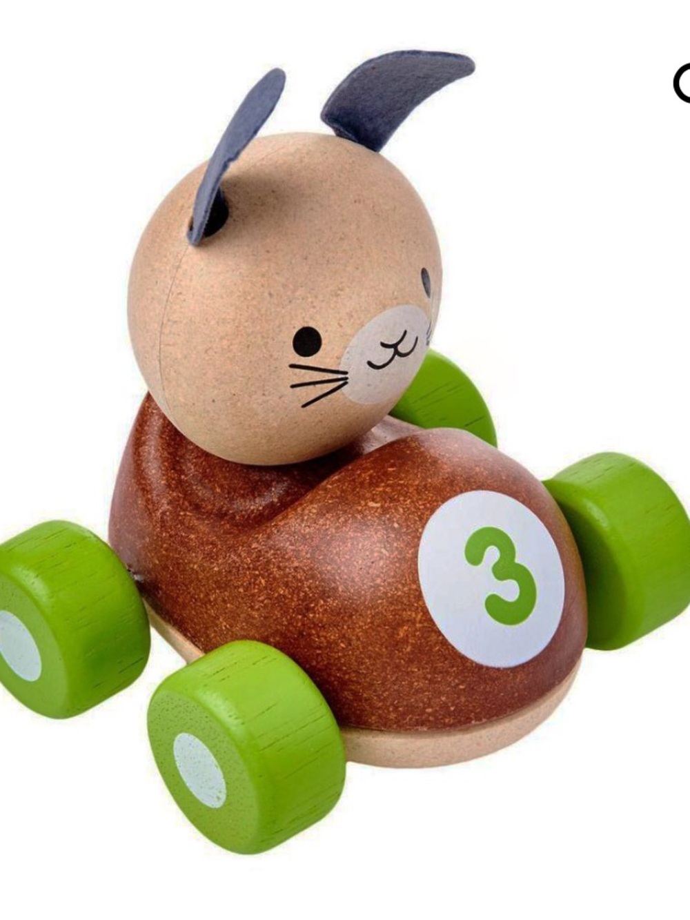Plan Toys - Bunny Racer Wooden Car Push Toy Green Wheels baby toddler